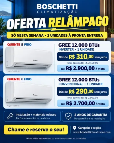 Ar condicionado novo Gree 12 mil btus quente e frio