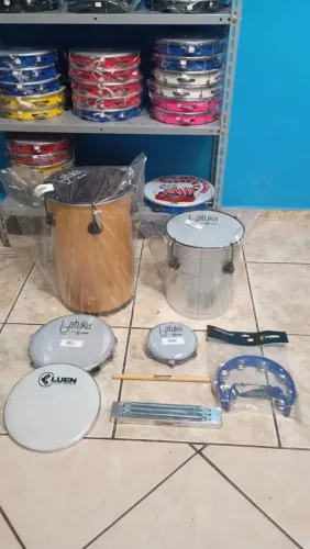 Kit Tantan + Repique de mão + Reco reco + Pandeiro + Tamborim + Pandeirola na promoção 