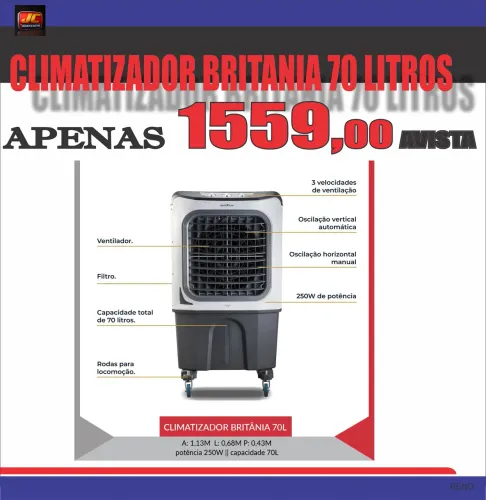 CLIMATIZADOR BRITÂNIA 70 LITROS