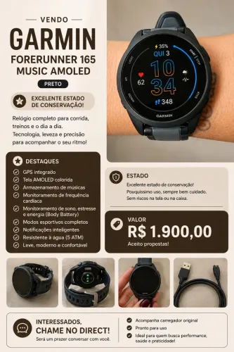 Garmin Forerunner 165 Music AMOLED - Preto