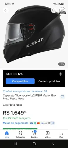 Capacete fibra carbono ls2