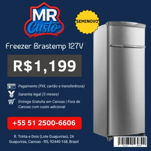 Freezer Brastemp Seminova | Revisada e Testada, com Garantia e Frete Grátis | MR Custo