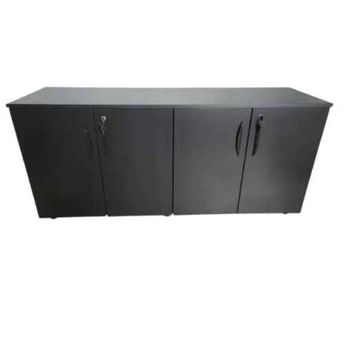 Balcão Buffet Preto MDF 4 Portas Armário Sala Escritório 160cm