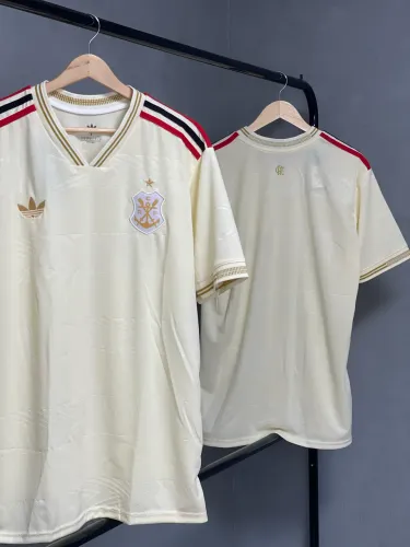 Camisa Flamengo 2025 Bege Alternativa P ao G - Envio Rápido 
