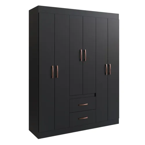 GUARDA ROUPA JAMAICA 1.37M - 6 PORTAS E 2 GAVETAS - DORIPEL