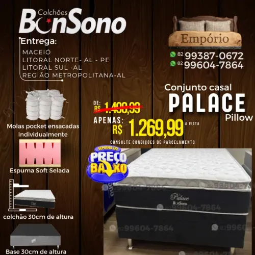 Conjunto casal cama molas pocket ensacadas base e colcho Bonsono pronta entrega