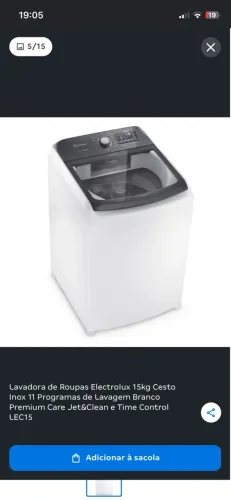 Máquina de Lavar Electrolux 15kg