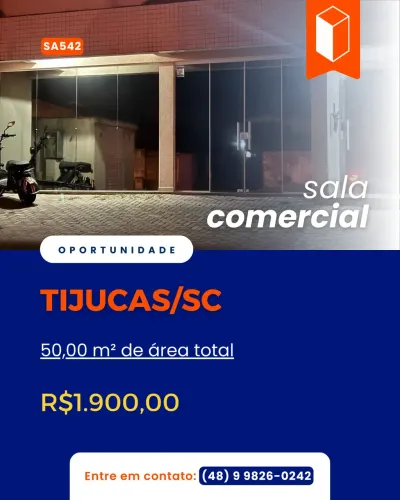 Sala comercial para locação no Centro  50 m²  Tijucas/SC