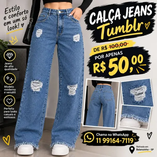 Calça Jeans Wide leg Feminina Nova Tamanho 38 (Forma Grande) - R$50