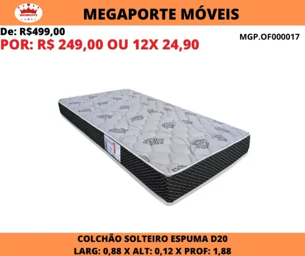 Colchão Solteiro Espuma D20