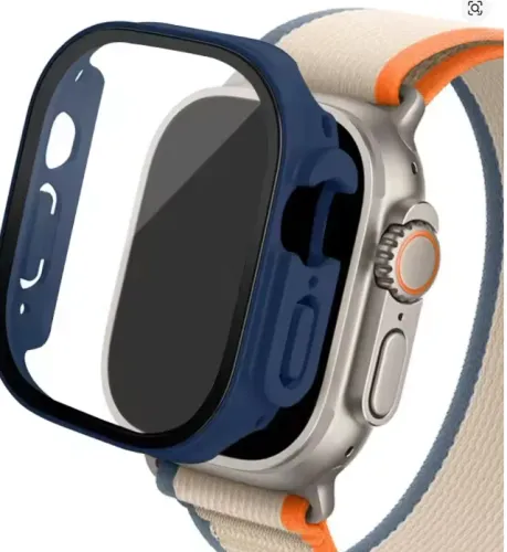 Vidro + capa para apple watch ultra 2, 49mm, smartwatch, pc, amortecedor + protetor de tel