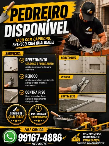 Pedreiro disponível 
