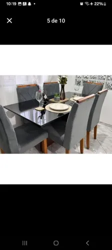 ?CONJUNTO DE MESA DE JANTAR COM TAMPO DE VIDRO, DIRETO DA FÁBRICA, 21- * ENTREGO?