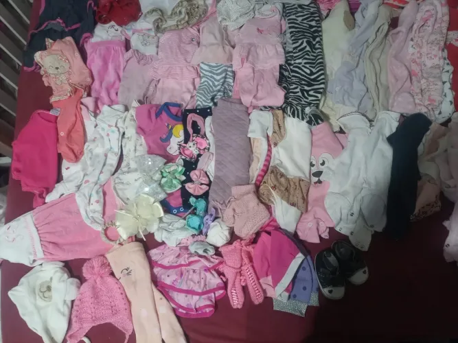 Lote completo para bebê menina serve do RN até 6 meses com 100 peças