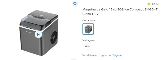 Máquina de Gelo 12Kg EOS Ice Compact EMG04T Cinza 110V