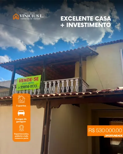 Casa 3 Quartos com 3 Vagas de Garagem no Bernardo Monteiro - Contagem