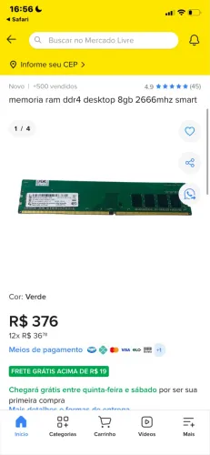 Dois pentes de memória ram 8gb ddr4
