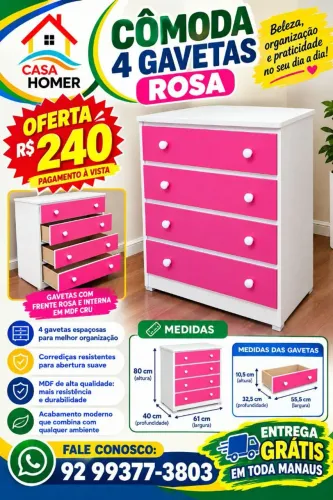 Cômoda com 4 Gavetas em MDF .... 005