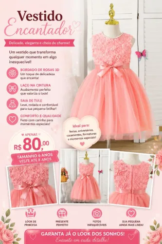 Vestido importado para as Princesas 