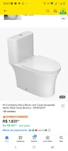 Bacia acoplada de vertis total clean completa