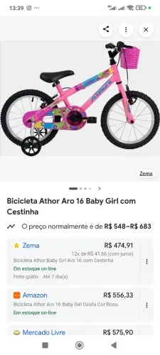 Bicicleta aro 16 rosa, na caixa .