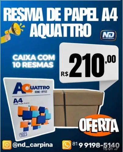 Resma de Papel A4 - R$ 210