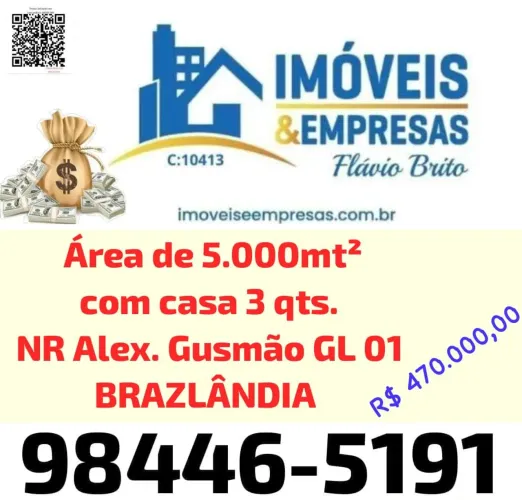 490.000,00 Área com 5.000 m² em Brazlândia Aceito veiculo *