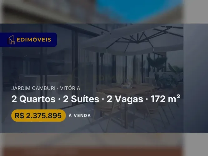 Jardim Camburi: Cobertura 2 quartos com garden e arquitetura contemporânea