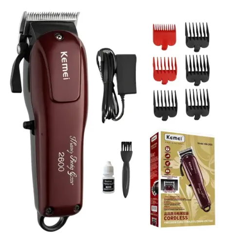Maquina Cortar Cabelo Barba Kemei Sem Fio Recarregável 2600
