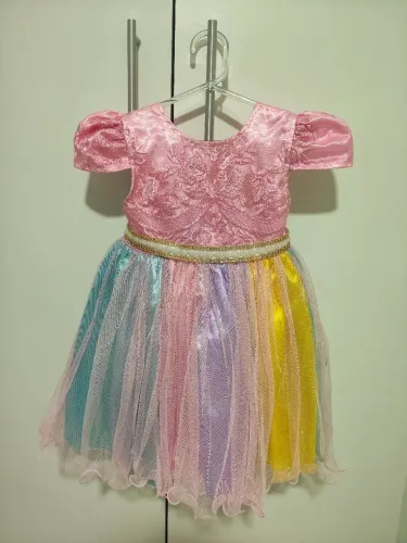 Vestido Luxo Tamanho 1 Ano Tema Arco Íris/ Jardim Encantado