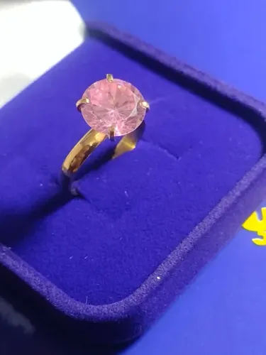 Anel Pedra Zircônia Solitário 10 mm Ouro 18 K P 3.00 Gr 3 mm