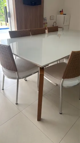 Conjunto Jantar Completo MAC Design - Mesa 2,40x1,20 + 8 Cadeiras + 4 Banquetas"