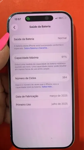 Vendo iPhone 16 Pro 91% de bateria 