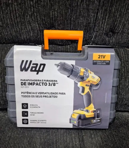 COM IMPACTO**. Furadeira/Parafusadeira WAP 21v
