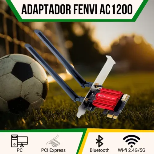 Adaptador Wifi/Bluetooth Fenvi AC1200 Compatível com PCI-Express Slot x1/x4/x8/x16