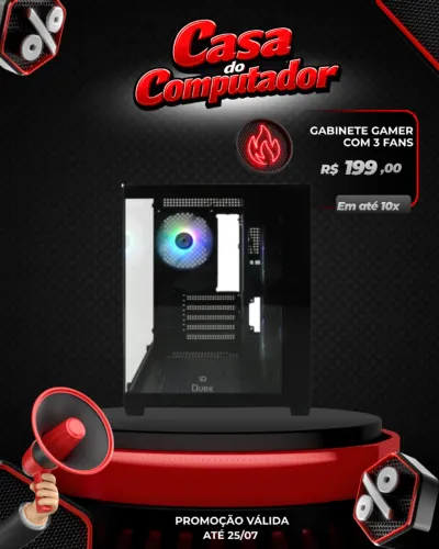 PROMOÇÃO GABINETE GAMER COM 3 FANS