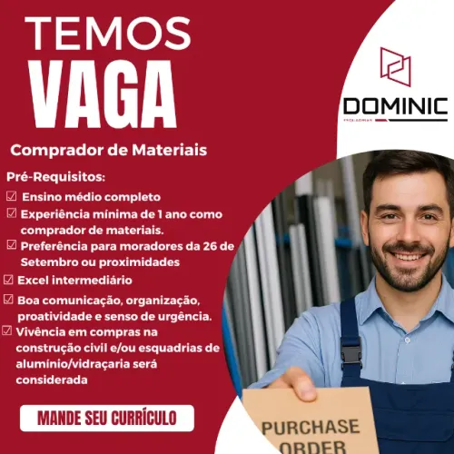 Vaga de Emprego - Comprador de Materiais Experiente