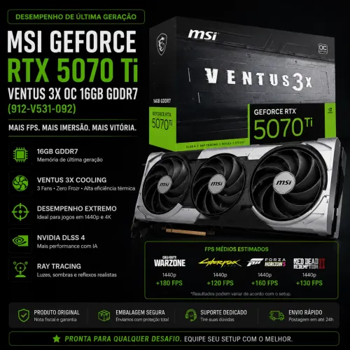 RTX 5070TI MSI VENTUS 3X OC 912-V531-092