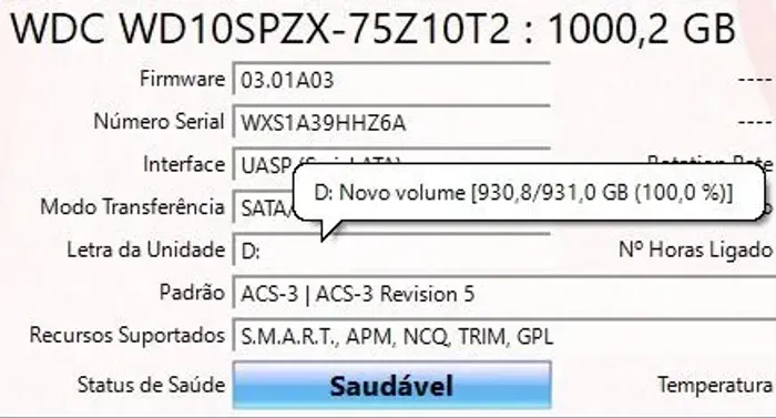 HD 1TB 100% DE SAUDE 