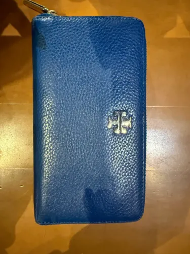 carteira tory burch couro azul