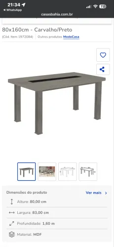 Mesa de jantar Modocasa Olímpia - NOVA, NA CAIXA!
