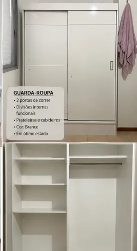 Guarda-roupa MDF branco duas portas