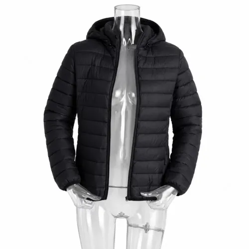 Jaqueta Puffer Bobojaco Feminina Gola Alta Preto com Capuz Removível