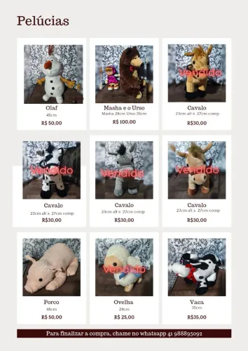 Pelúcias Mickey, Minnie, Minions, Vingadores, Frozen, e mais