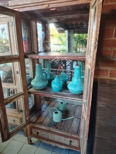 Cristaleira 2 portas Rustica em Madeira Angelim Maciça