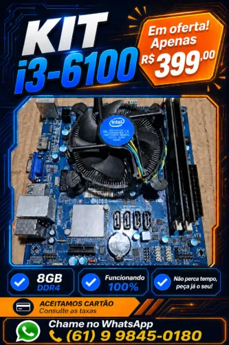 Kit i3-6100 + 8GB de memória ram ddr4