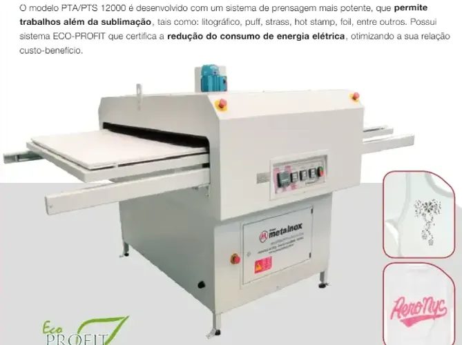 Prensa Sublimação Metalnox 1,0 x 1,5m
