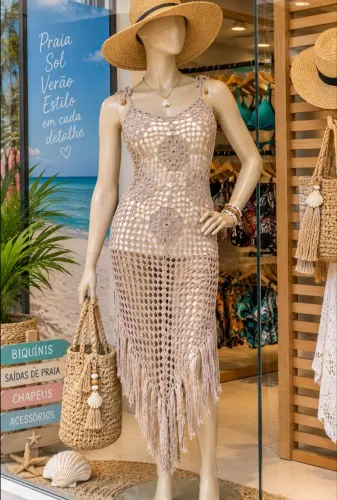 Saída de praia em crochê