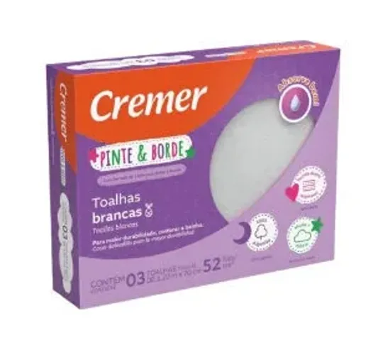 Caixa com 03 Toalhas de Banho Bebê Cremer Pinte e Borde