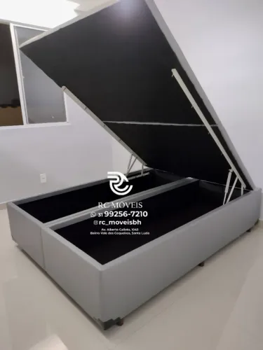 Cama box Baú Super King 1.93x2.03 Bipartido Blindado com Pistão a Gás